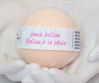 Peach Bellini Coconut Milk Bath Bomb. Treat yourself or someone special, to a relaxing, luxurious retreat with this set of four Ladies' Night Cocktail inspired Coconut Milk Bath Bombs. Each one is handcrafted with a fun and refreshing cocktail scent and nourishing coconut milk to help soothe and moisturize your skin. Enjoy the ultimate bubbly pampering experience!