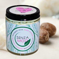 With raw, unrefined shea butter as the primary ingredient, our shea whipped body butter is rich and highly effective in hydrating and moisturizing the skin. It is the ideal choice for after bath skincare, requiring only a small amount for maximum benefits. Features a decadent coconut fragrance.